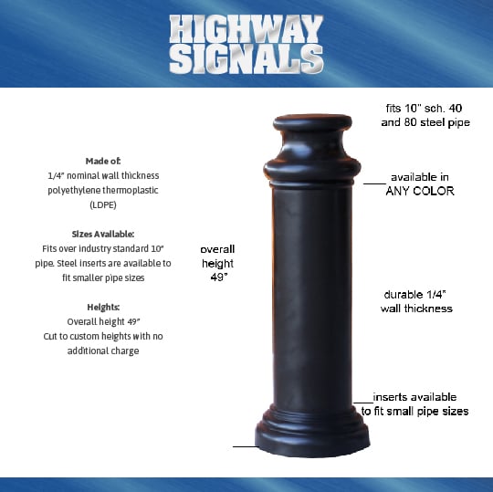 10″ Pawn Decorative Bollard Cover Specifications
