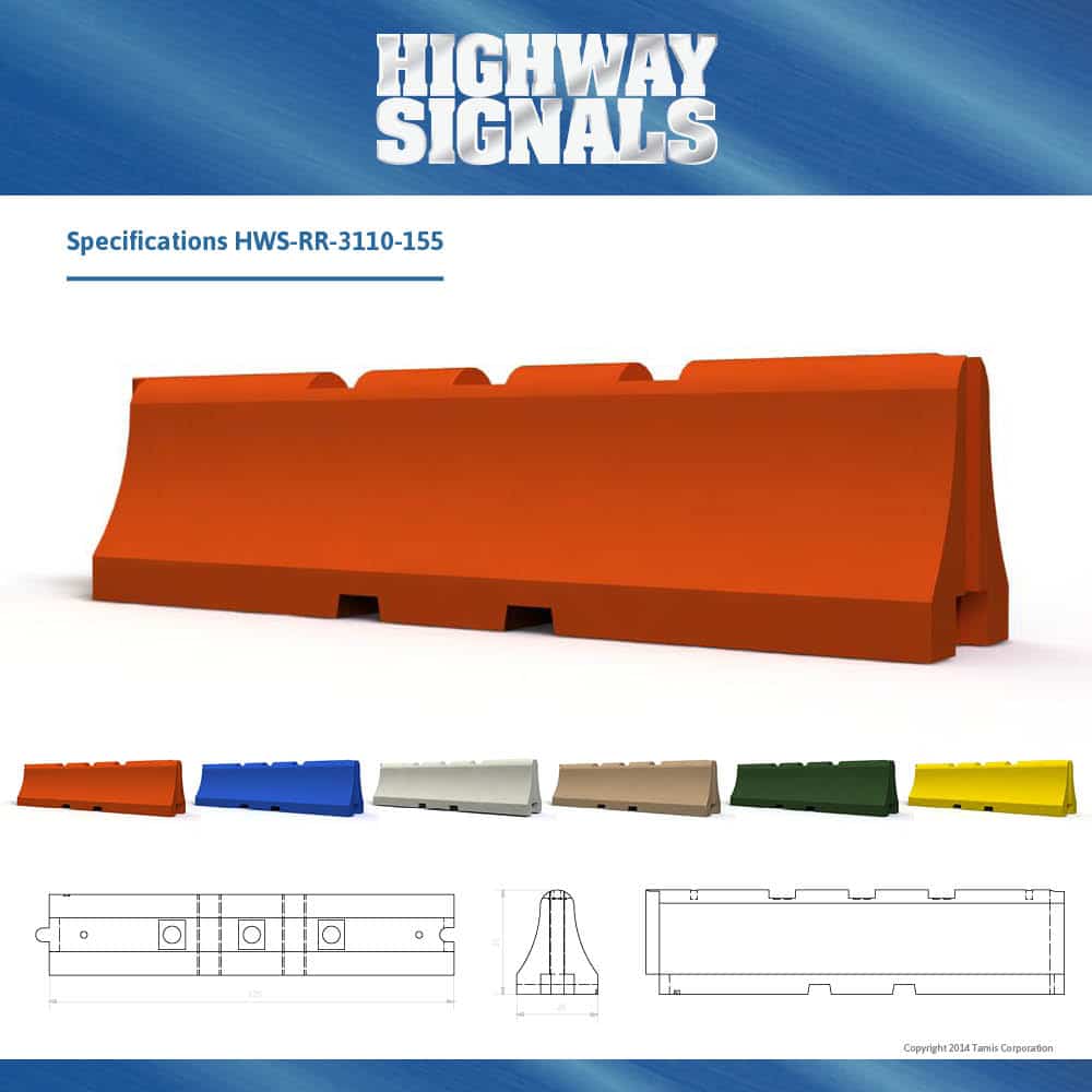 31” x 120” Plastic Jersey Safety Barricade - Red Color