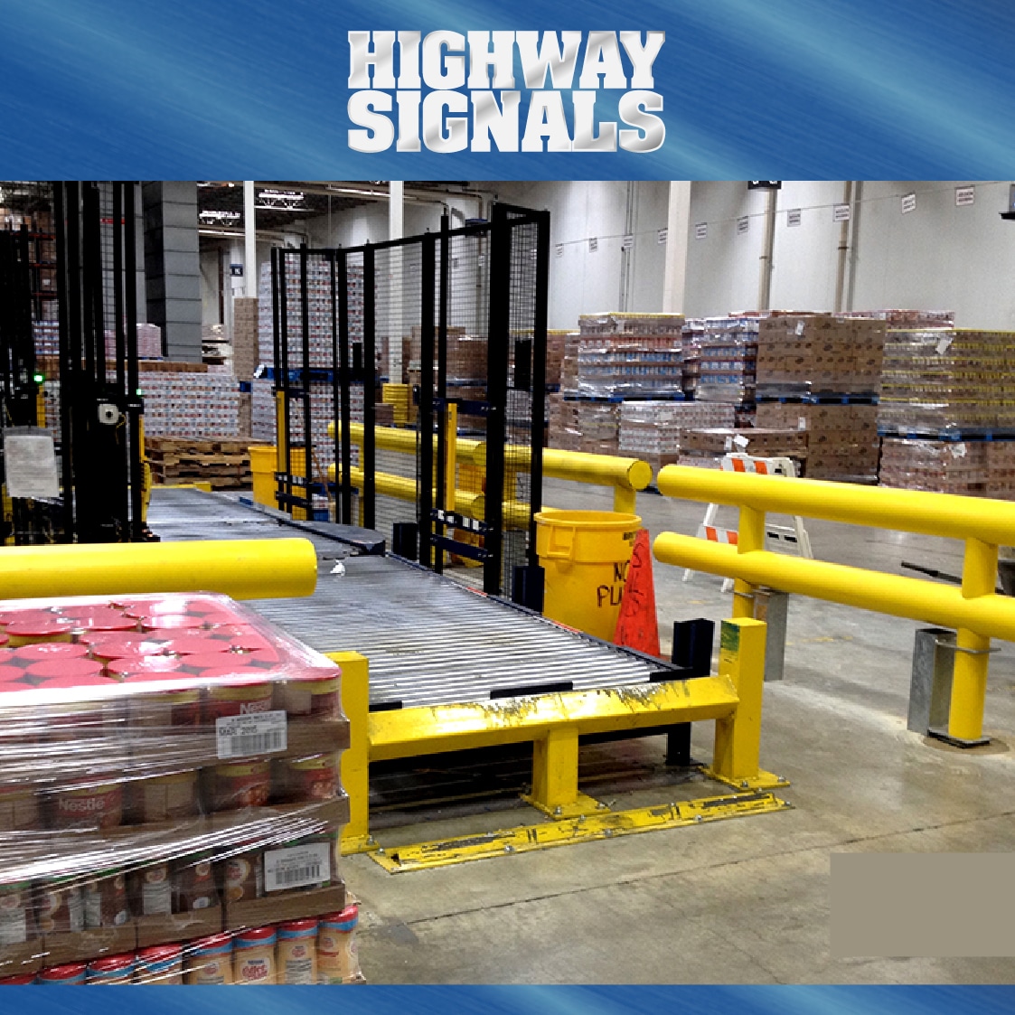 Heavy Duty Industrial Guardrail In A Warehouse