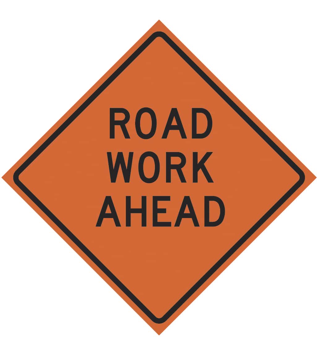 Rollup Traffic Sign - Road Work Ahead