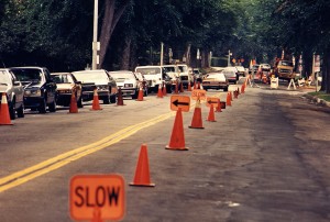 Traffic Cone With Signs on A Street