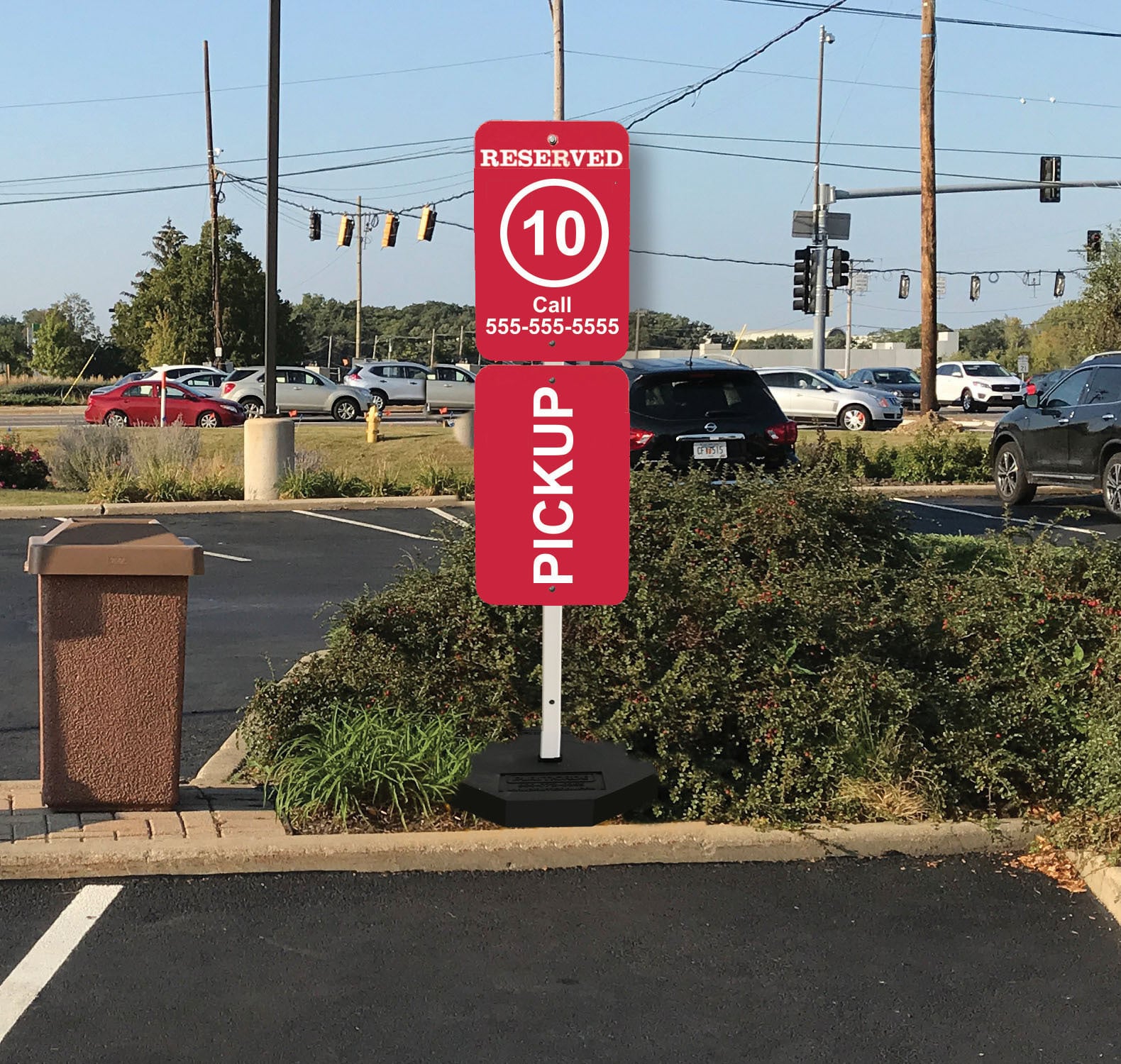 Reserved Pickup Sign Rubber Base With Post
