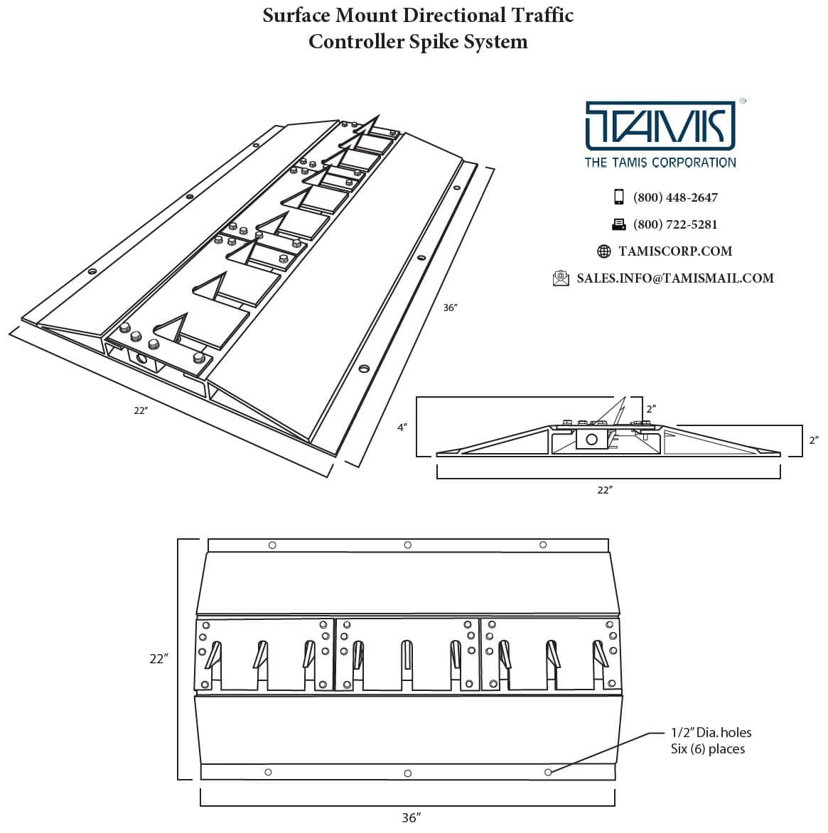 Surface Mount Traffic Spike System Detail Drawing