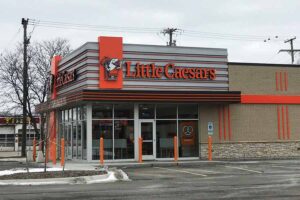 Storefront Little Ceasers Bollards