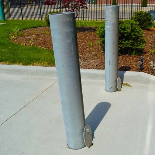 Galvanized Steel Pipe Bollards in Use